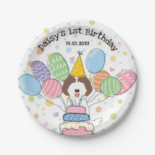 Assiettes En Carton Brown Labradoodé Chien Plaques papier d'anniversai