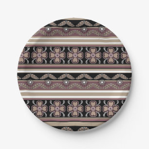 Assiettes En Carton Brown noir mexicaine bandes ornementales