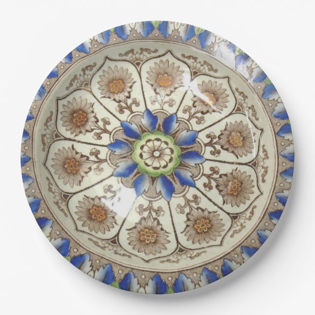 Assiettes En Carton Brownfield Chypre 19C polychrome 9" plaque à (Devant)