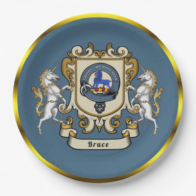 Assiettes En Carton Bruce Clan Badge Bleu Personnalisé   (Devant)