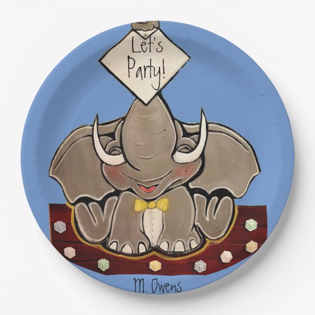 Assiettes En Carton Bruce, la fête de l'éléphant (Devant)