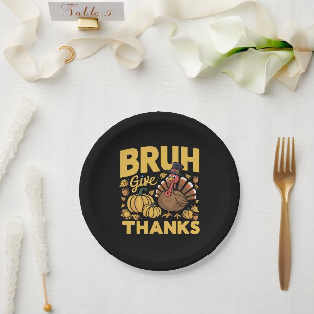 Assiettes En Carton Bruh Mème Drôle Thanksgiving Turquie Merci (Mariage)