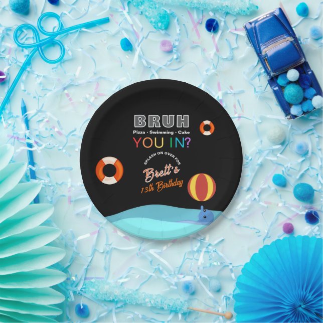 Assiettes En Carton Bruh Pool Party Birthday  (Fête)
