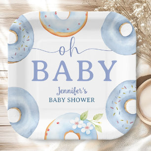Assiettes En Carton Brunch Baby Shower Beignets Bleus 