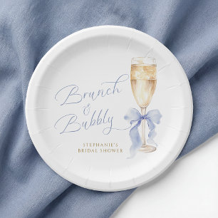 Assiettes En Carton Brunch & Bubbly Blue Bow Enterrement de vie de jeu