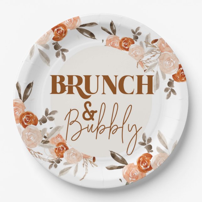 Assiettes En Carton Brunch & Bubbly, Fête des mariées, Bridal florale (Devant)
