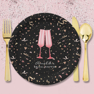 Assiettes En Carton Brunch et Fête des mariées Bubbly Noir