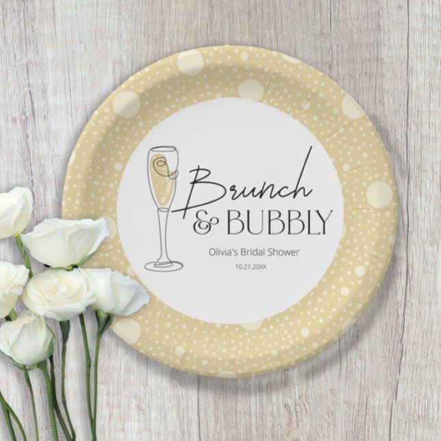 Assiettes En Carton Brunch et Fête des mariées champagne Bubbly (Créateur téléchargé)