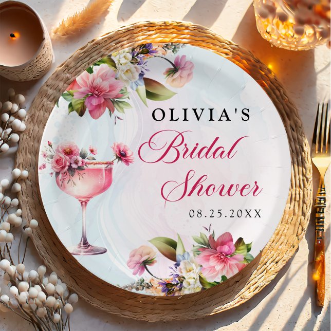 Assiettes En Carton Brunch Floral Et Fête des mariées Bubbly (Créateur téléchargé)