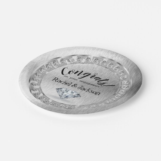 Assiettes En Carton Brush Silver Diamond (Angle)