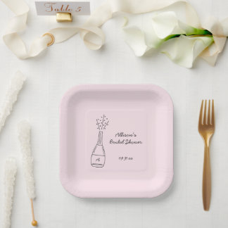 Assiettes En Carton Bubbly Popping Champagne Bottle Bridal Shower