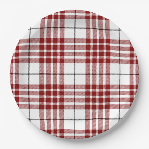 Assiettes En Carton Buchanan tartan rouge blanc plaid
