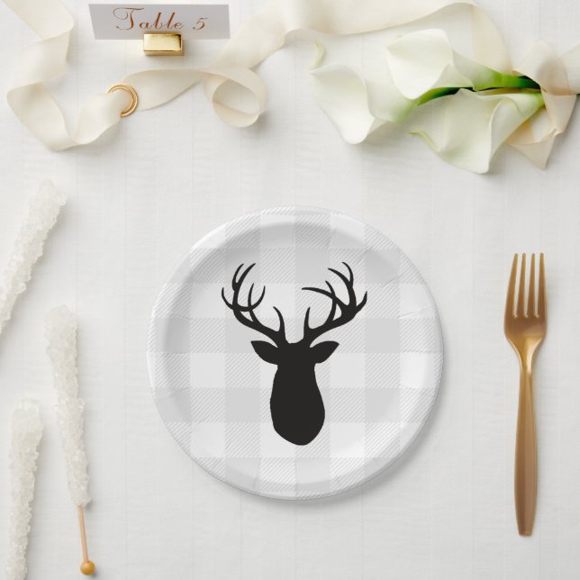 Assiettes En Carton Buffalo Check Deer Wilderness Cabine (Mariage)