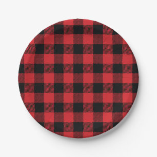 Assiettes En Carton Buffalo Check Motif Holiday