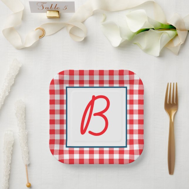 Assiettes En Carton Buffalo plaqué monogramme (Mariage)