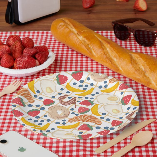 Assiettes En Carton Buffet de petit déjeuner Brunch Nourriture  (Pique-nique)