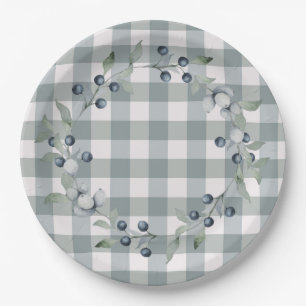 Assiettes En Carton Buffle de couronnes vertes Plaid Vérifier assez