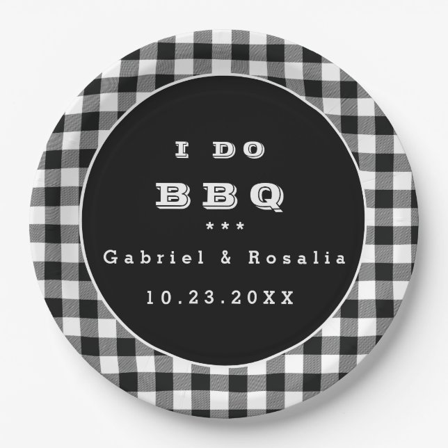 Assiettes En Carton Buffle noir blanc vérifie que je fais Fiançailles  (Devant)