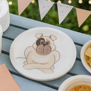 Assiettes En Carton Bulldog avec les grands yeux