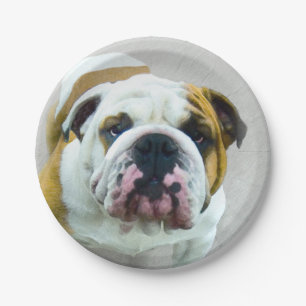 Assiettes En Carton Bulldog Painting - Joli art original chien