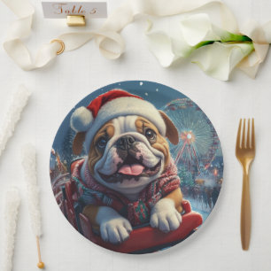 Assiettes En Carton Bulldog Roller Dessous de verre Noël