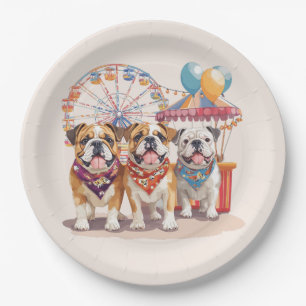 Assiettes En Carton Bulldogs Anglais À Un Carnaval
