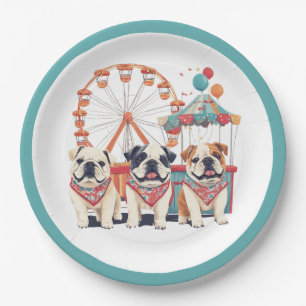 Assiettes En Carton Bulldogs Anglais À Un Carnaval