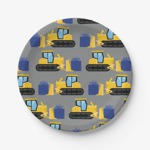 Assiettes En Carton Bulldozer Cute 1er Anniversaire Fête Construction