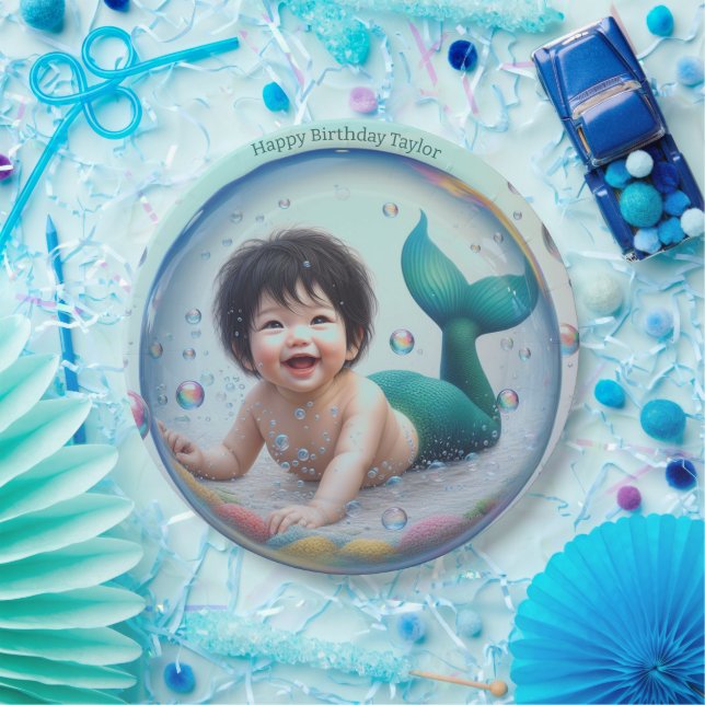 Assiettes En Carton Bulle Unisex Baby Mermaid (Fête)