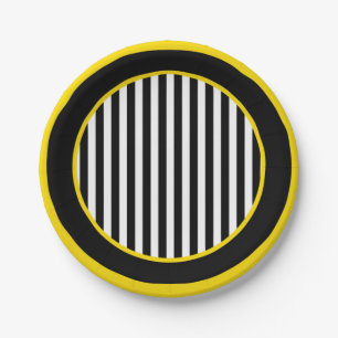 Assiettes En Carton Bumble Noir Blanc Jaune Thème Abeille Baby Shower