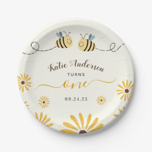 Assiettes En Carton Bumblebebe jaune et tournesol premier anniversaire