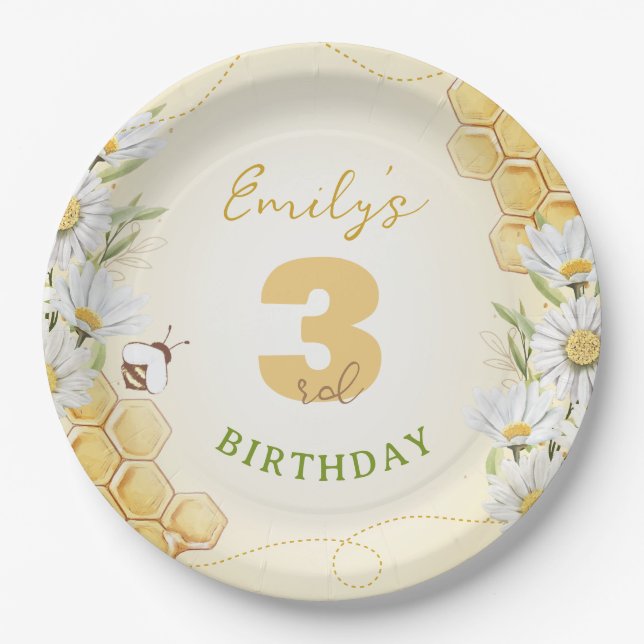 Assiettes En Carton Bumblebee Jaune Fête d'Anniversaire pour enfants D (Devant)