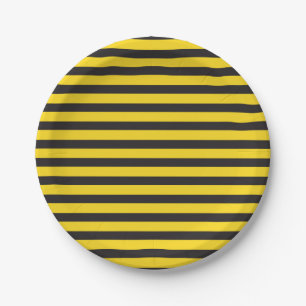 Assiettes En Carton Bumblebee Noir Jaune Lignes horizontales Bumble Be