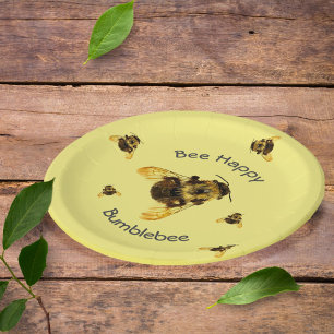 Assiettes En Carton Bumblebees Abee Joyeux Jaune