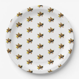 Assiettes En Carton Bumblebees collectant le nectar et le pollen