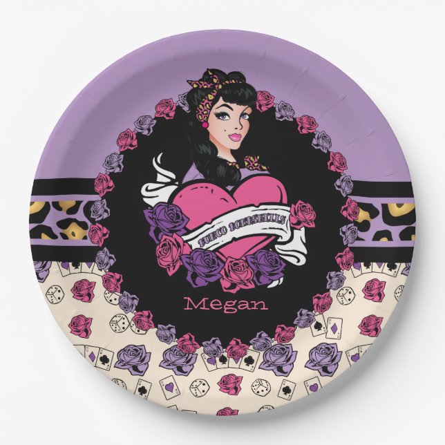 Assiettes En Carton Bunco, Pin-up, Rock-A-Billy (Devant)