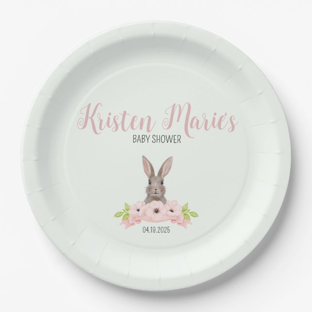Assiettes En Carton Bunny Baby shower Favoriser (Devant)