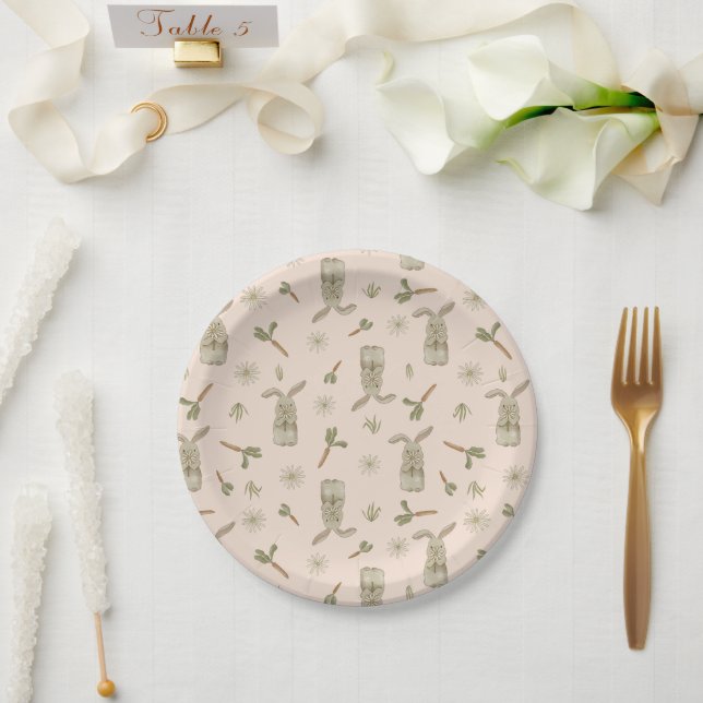 Assiettes En Carton Bunny de printemps  (Mariage)
