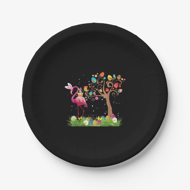 Assiettes En Carton Bunny Flamingo Easter | Cute Flamingo Lovers (Devant)