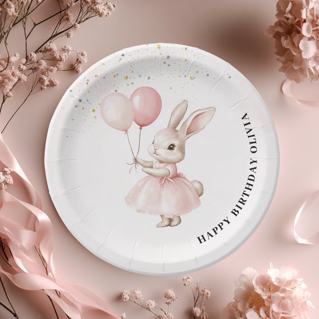 Assiettes En Carton Bunny Pastel rose Anniversaire | Vaisselle à la ca (Créateur téléchargé)
