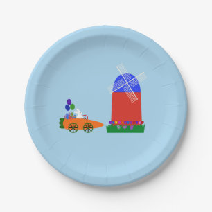 Assiettes En Carton Bunny Riding Carotte Voiture #4 Plaques en papier