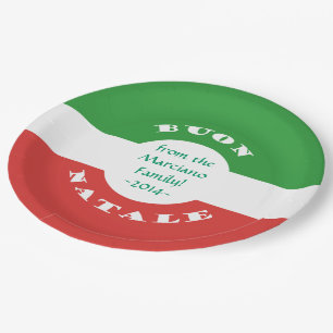 Assiettes En Carton Buon Natale Christmas Party Italien Drapeau et nom