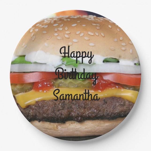 Assiettes En Carton Burger de boeuf enfants 1er anniversaire (Devant)