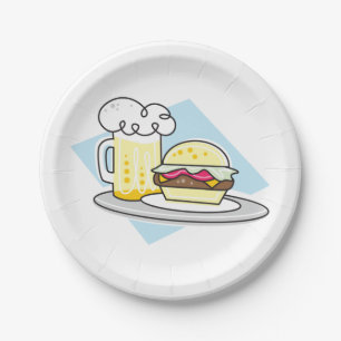 Assiettes En Carton Burger Et Bière