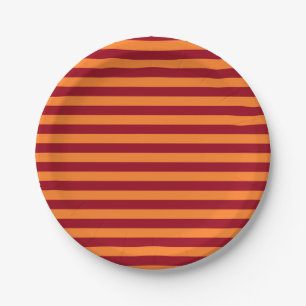 Assiettes En Carton Burgundy et Orange Stripes