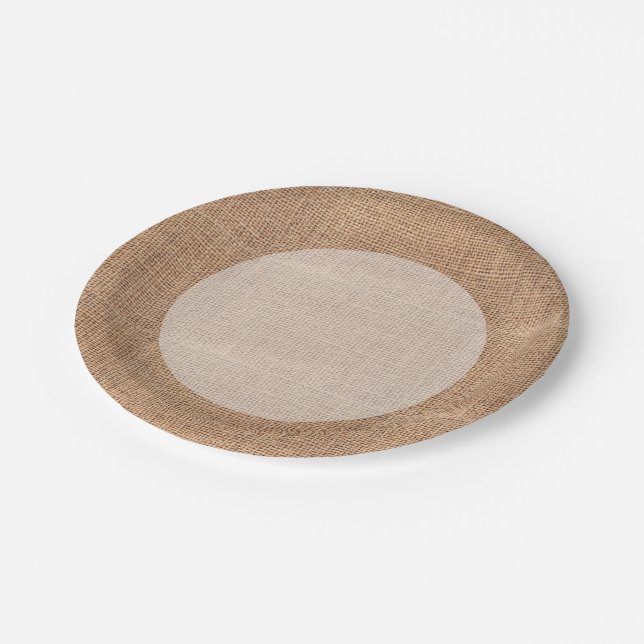 Assiettes En Carton Burlap rustique (Angle)