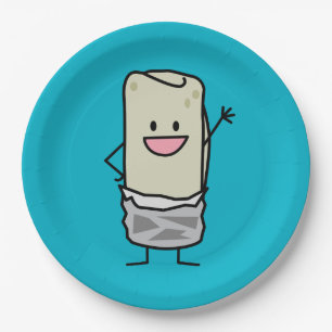 Assiettes En Carton Burrito heureux écartant le bonjour