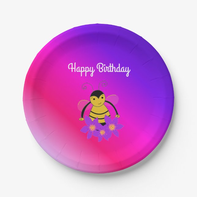 Assiettes En Carton Busy Bee Birthday (Devant)