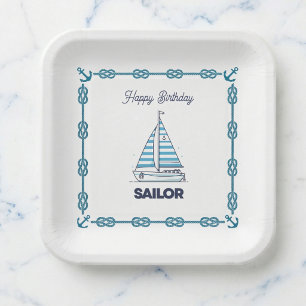 Assiettes En Carton Cabana Sail Joyeux Anniversaire