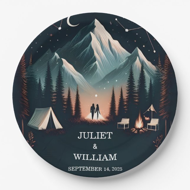 Assiettes En Carton Cabine Forest Wood Sky Tree Camping Mariage (Devant)